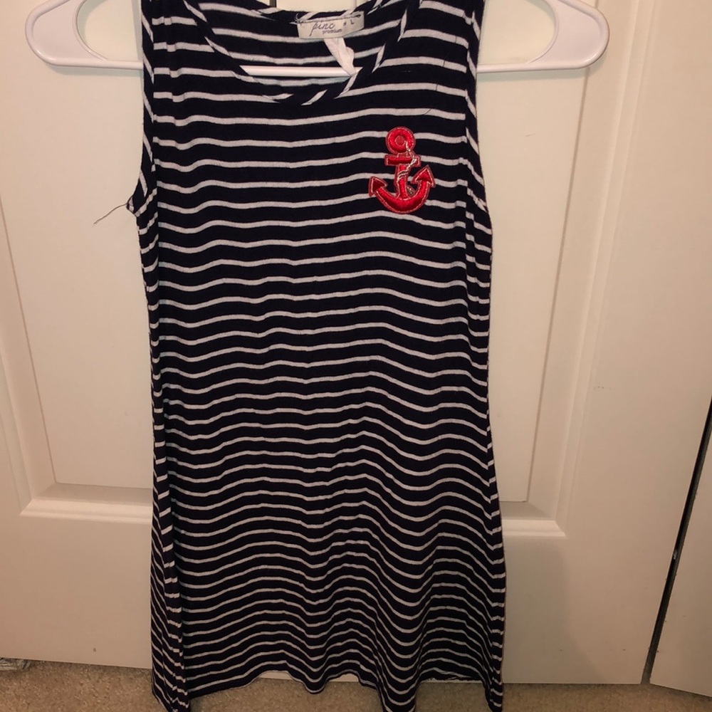 Girls boutique navy striped dress
